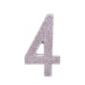 נר יום הולדת ענק מספר 4 - כסף נוצץ