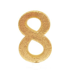 נר יום הולדת ענק מספר 8 - זהב נוצץ