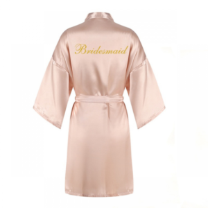 חלוק רוז גולד עם רקמה - Bridesmaid