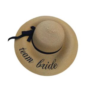 כובע קש רחב שוליים - team bride