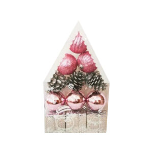 סט אצטרובלים לקישוט העץ - ורוד