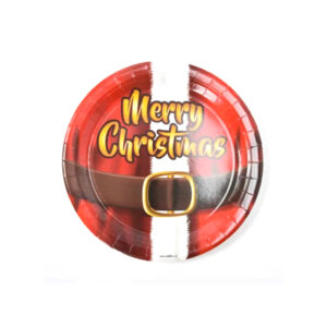 צלחות נייר מתכלה גדולות - Merry Christmas