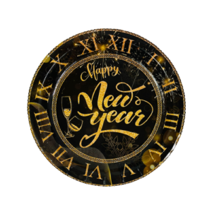 צלחות נייר מתכלה קטנות - Happy New Year