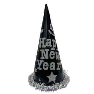 כובע קונוס - Happy New Year כסף