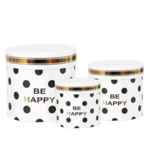 קופסת קרטון נקודות שחור ולבן - בינונית