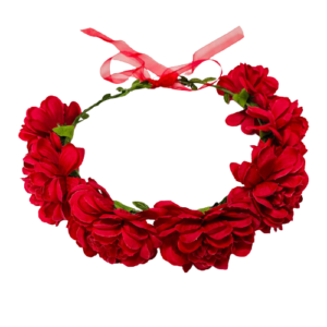 זר פרחים גדול לראש - אדום
