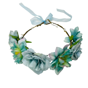 זר פרחים גדול לראש - טורקיז