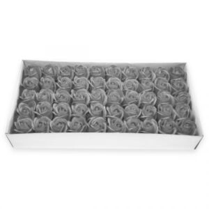 מארז 50 ראשי פרחי סבון לקישוט - כסף