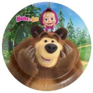 צלחות נייר מתכלה גדולות - מאשה והדוב