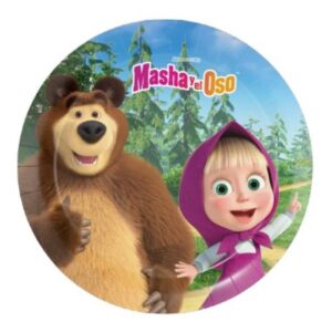 צלחות נייר מתכלה קטנות - מאשה והדוב