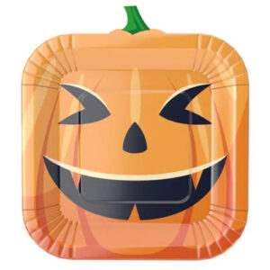 צלחות נייר מתכלה גדולות - דלעת הלווין