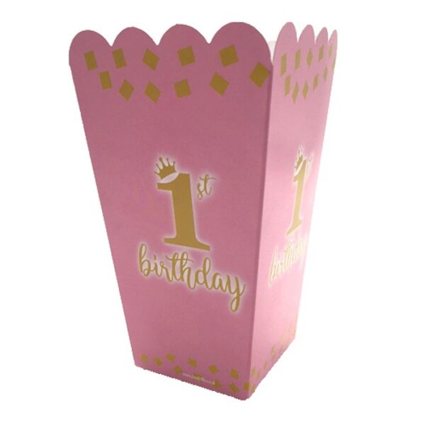 קופסאות פופקורן וחטיפים ורודות לבת - גיל שנה