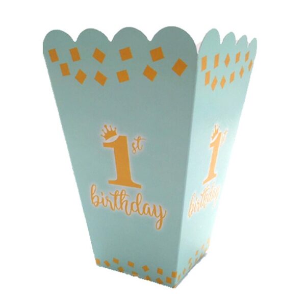 קופסאות פופקורן וחטיפים כחולות לבן - גיל שנה