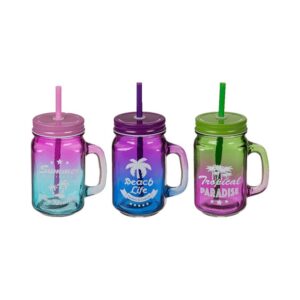 כוס זכוכית מרובעת עם קש