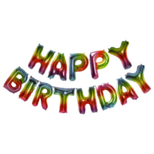 סט בלונים לניפוח עצמי אומברה קשת - Happy Birthday