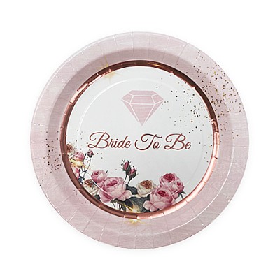 צלחות נייר גדולות מתכלות - BRIDE TO BE