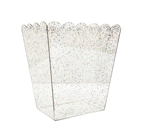 קופסא מרובעת שקופה עם נצנצים