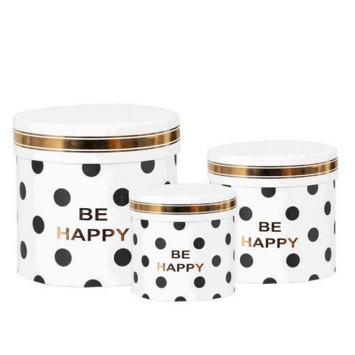 קופסת קרטון נקודות שחור ולבן - בינונית