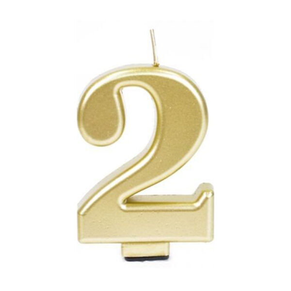 נר יום הולדת מספר 2 - זהב