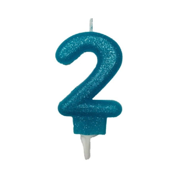 נר יום הולדת מספר 2 - תכלת