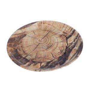 צלחת פלסטיק עגולה - דמוי בול עץ