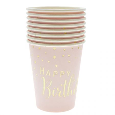 כוסות נייר - ורוד זהב