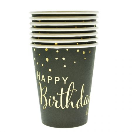 כוסות נייר - שחור זהב