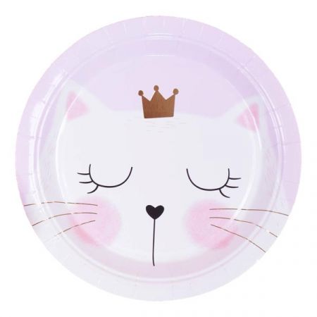 צלחות נייר מתכלה קטנות - חתול זהב