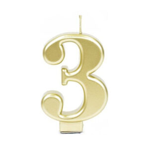נר יום הולדת מספר 3 - זהב