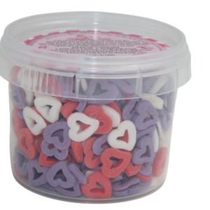 סוכריות לקישוט מסגרת לבבות - ורוד סגול לבן