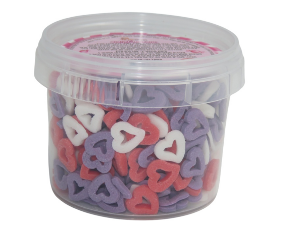 סוכריות לקישוט מסגרת לבבות - ורוד סגול לבן