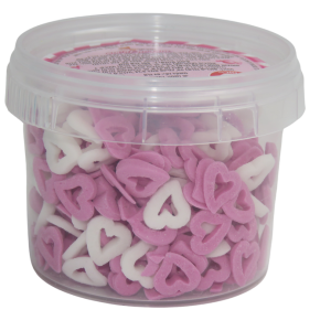 סוכריות לקישוט מסגרת לבבות - ורוד לבן