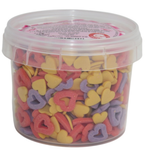 סוכריות לקישוט לבבות - אדום סגול צהוב