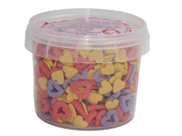 סוכריות לקישוט לבבות - אדום סגול צהוב