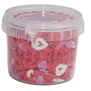 סוכריות לקישוט מסגרת לבבות - אדום לבן ורוד