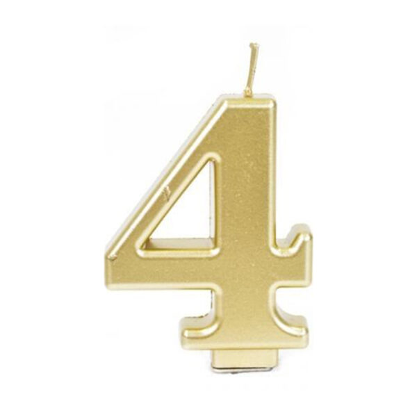 נר יום הולדת מספר 4 - זהב