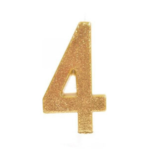 נר יום הולדת ענק מספר 4 - זהב נוצץ