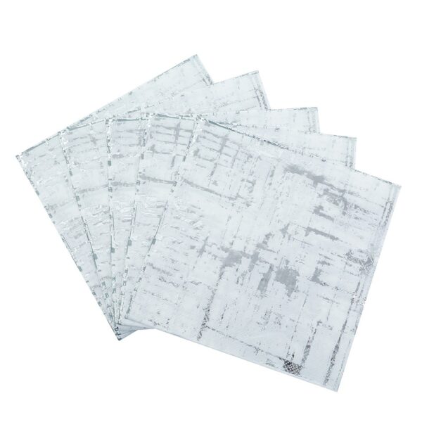 מפיות נייר - שיש לבן כסף מטאלי