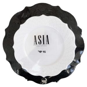 מארז סט צלחות פלסטיק - שחור לבן