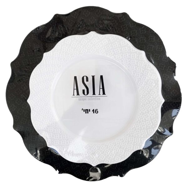 מארז סט צלחות פלסטיק - שחור לבן