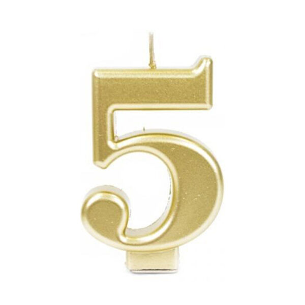 נר יום הולדת מספר 5 - זהב