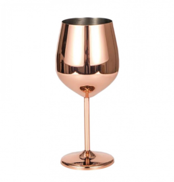 כוס יין זכוכית - רוז גולד
