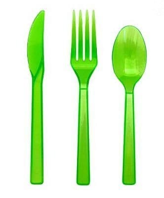 סט סכו"ם - ירוק ניאון