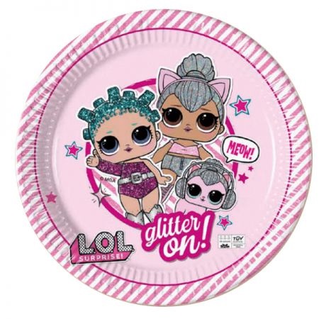 צלחות נייר מטאלי מתכלה גדולות - LOL