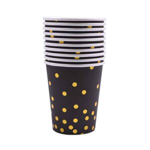 כוסות נייר - שחור נקודות זהב