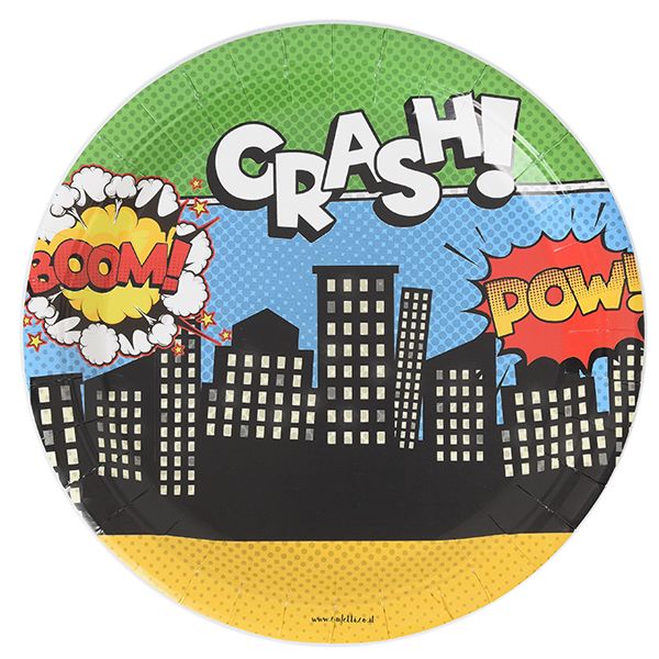 צלחות נייר מתכלה גדולות - קומיקס גיבורי על