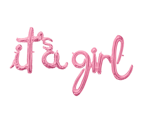 סט בלונים לניפוח עצמי - it's a girl