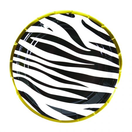 צלחות נייר מתכלה גדולות - זברה