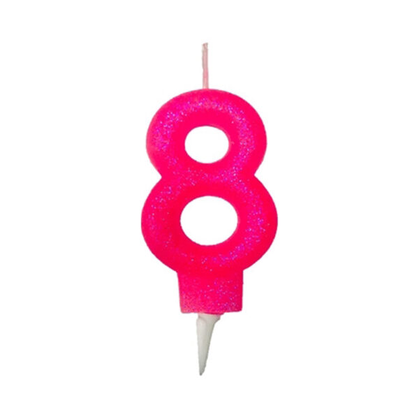 נר יום הולדת מספר 8 - ורוד