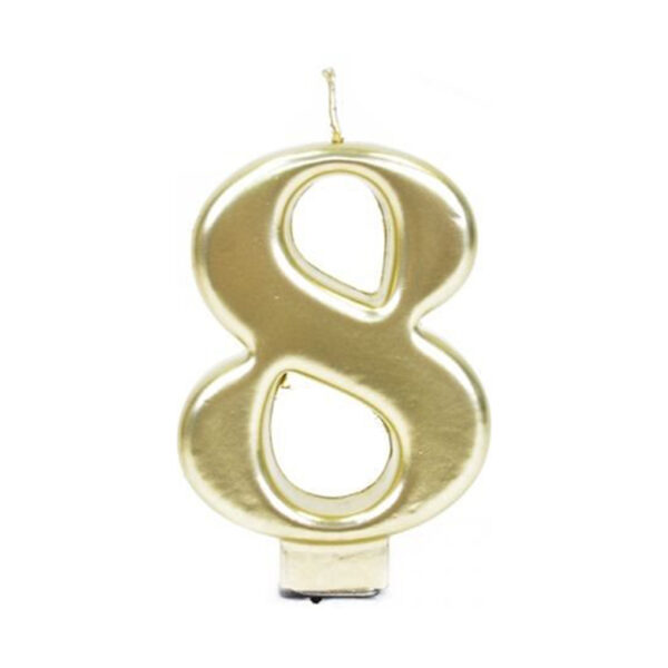 נר יום הולדת מספר 8 - זהב